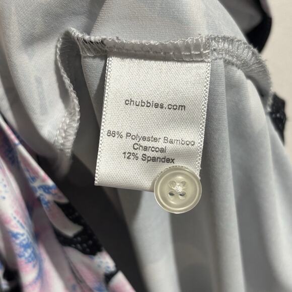 Chubbies Hawaiian Golf Polo Shirt Mens Small Black Pink Flamingos Short Floral - Picture 8 of 10